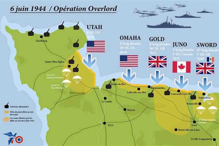 map dday beaches opreation overlord